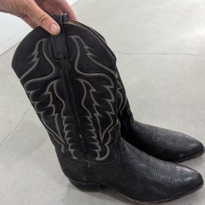 Tony Lama Men's Black Leather Tall Western Boots - size 10 B